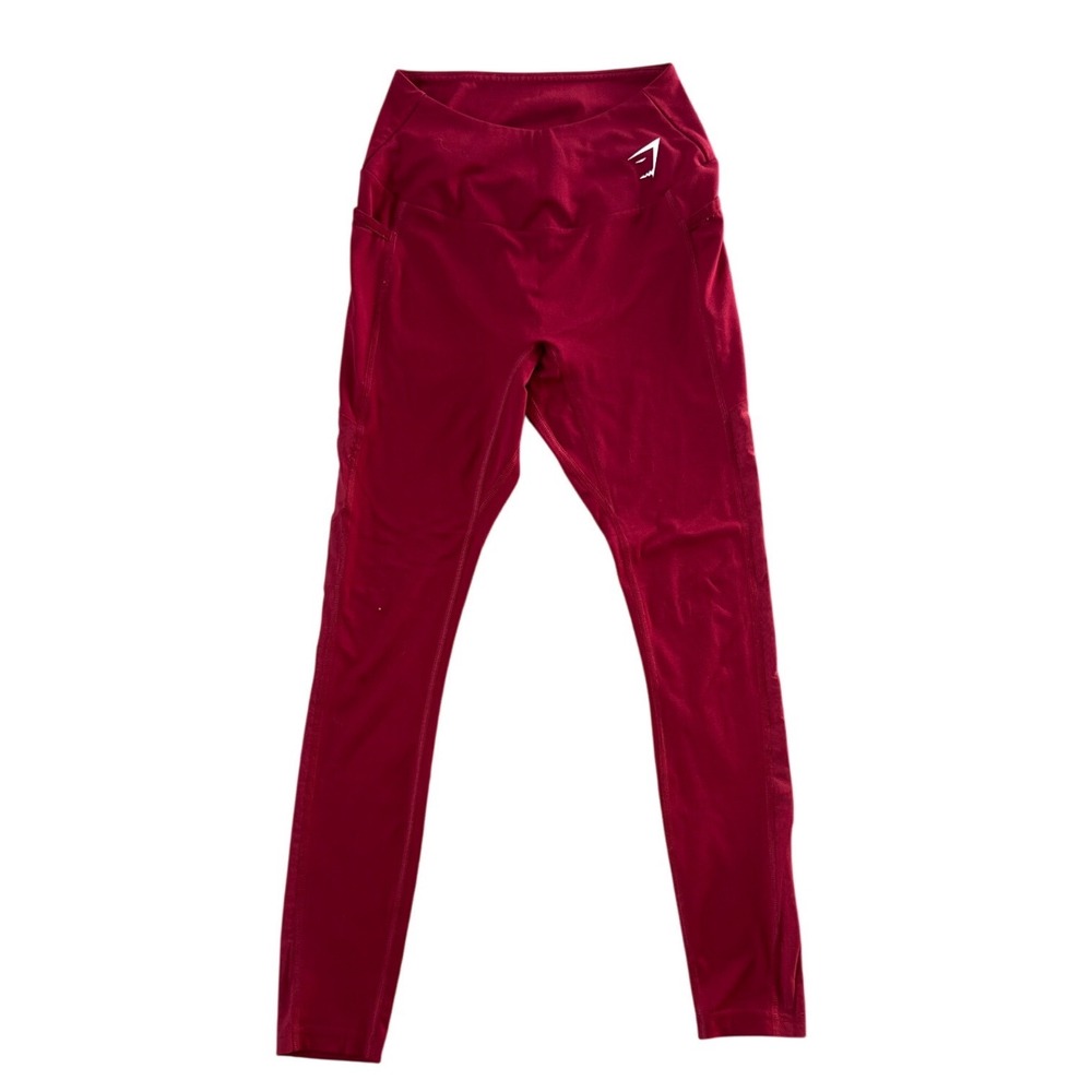 Gymshark Vital Seamless 2 Women Burgundy High Waisted Leggings Pockets Size M